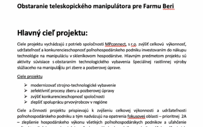 Obstaranie teleskopického manipulátora pre Farmu Beri